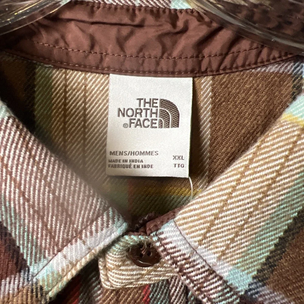 The North Face Shirt‎ Mens XXL Arroyo Long Sleeve Brown Plaid Button Up Flannel